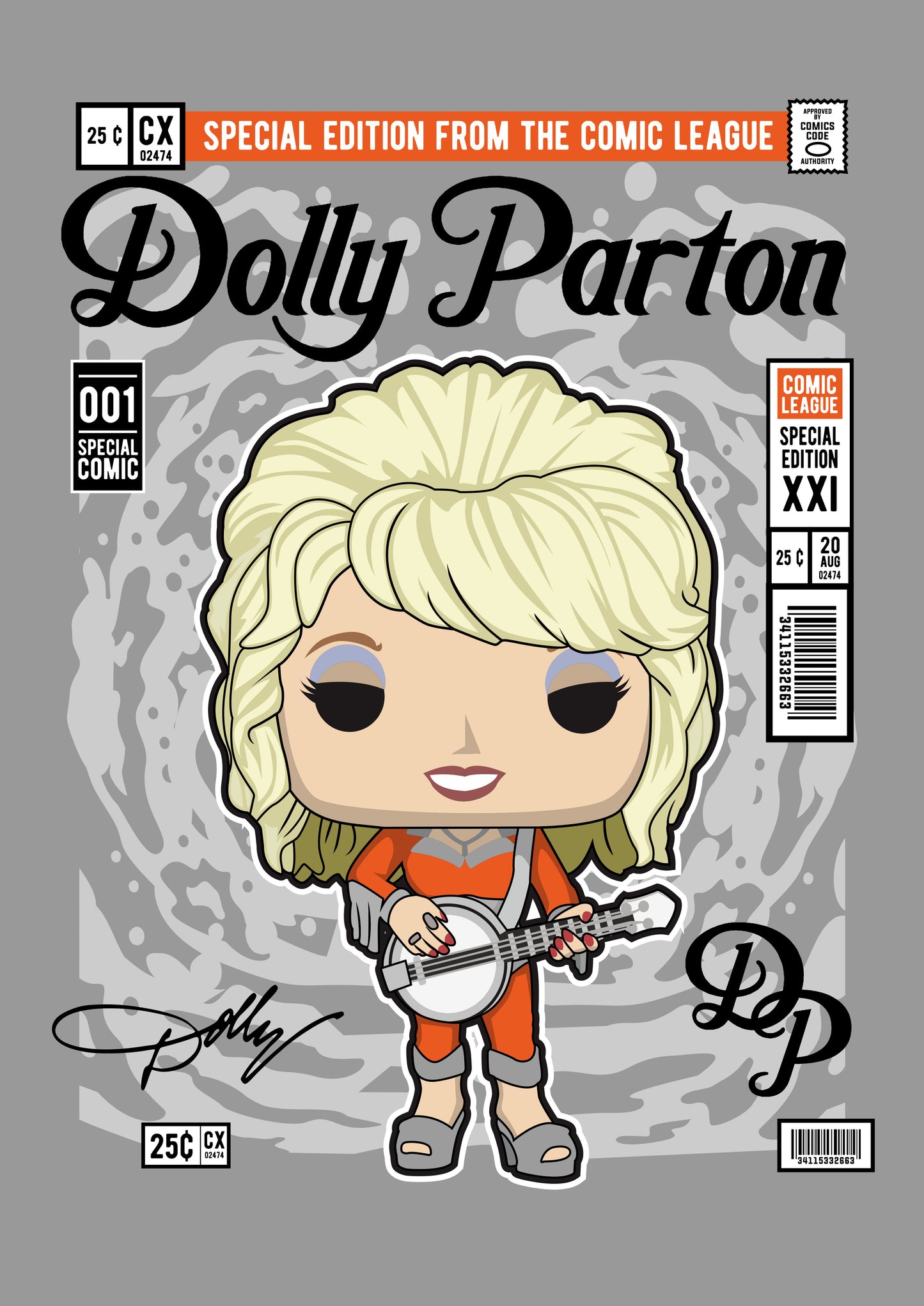 Funko Pop poster with multiple size and finish options. Dolly Parton