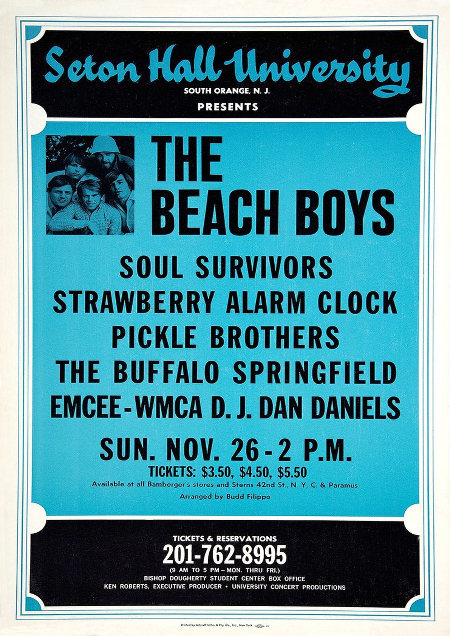 Concert poster with multiple size and finish options. The Beach Boys