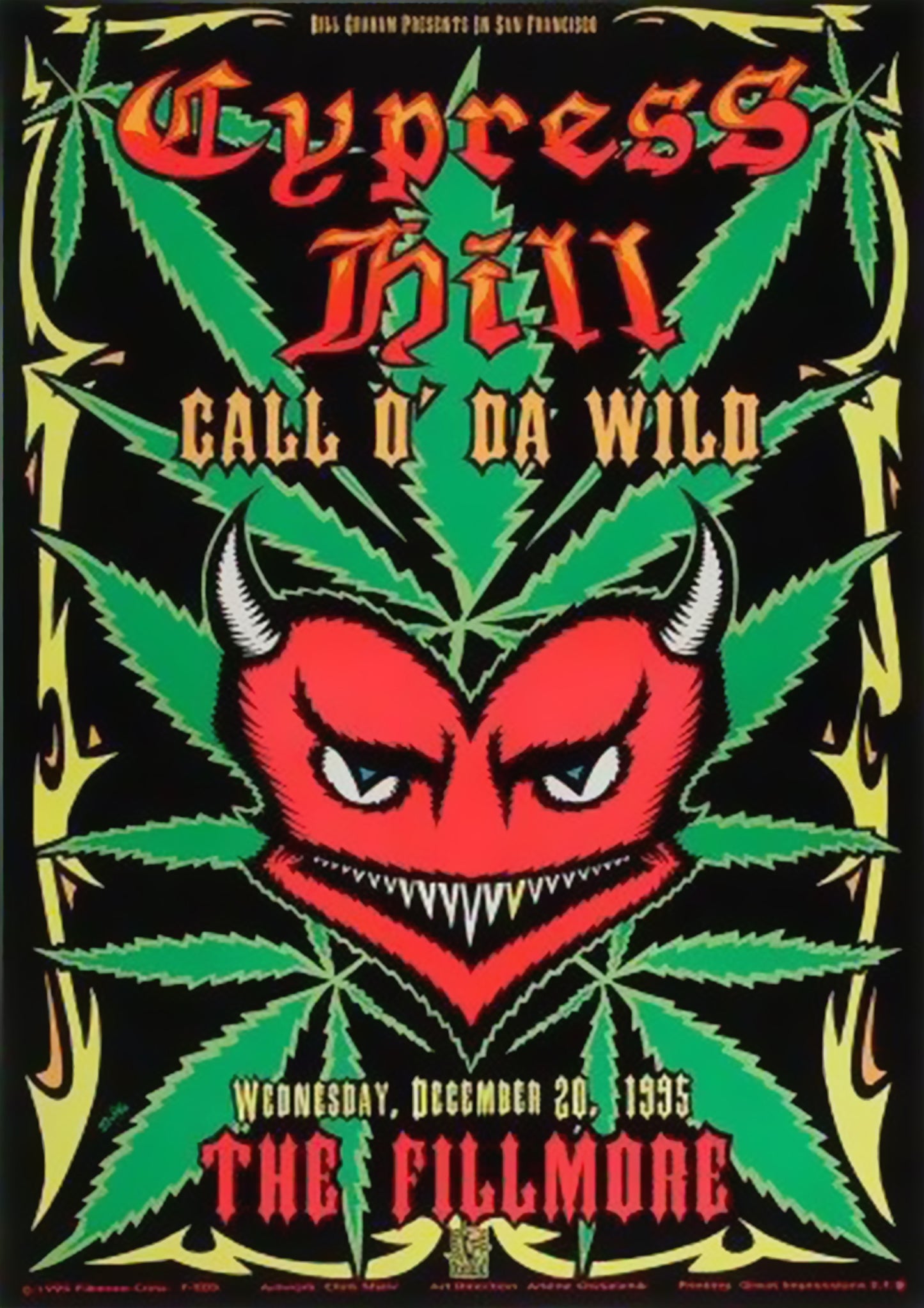 Concert poster with multiple size and finish options. Cypress Hill the Fillmore