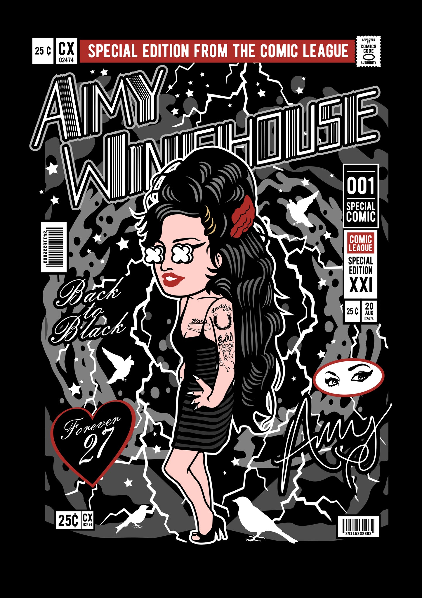 Funko Pop poster with multiple size and finish options. Amy Winehouse