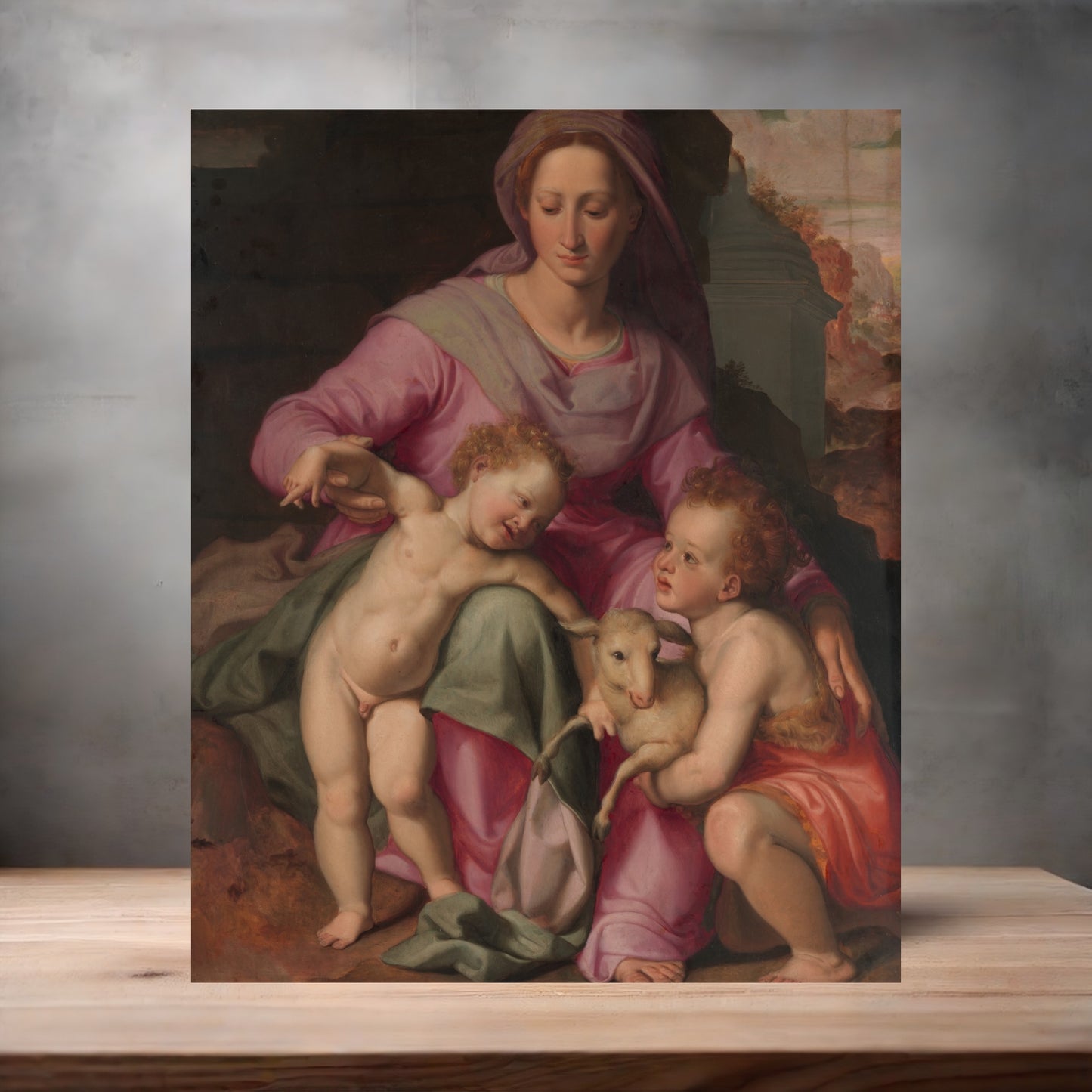 Museum painting poster with multiple size and finish options. Santi Di Tito, Madonna and Child