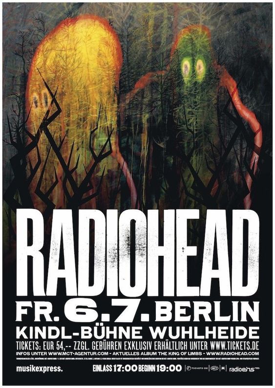 Concert poster with multiple size and finish options. Radiohead Berlin Germany
