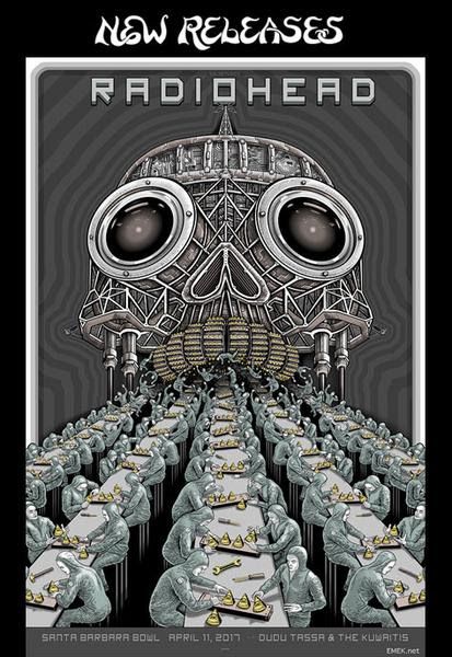 Concert poster with multiple size and finish options. Radiohead Santa Barbara Bowl