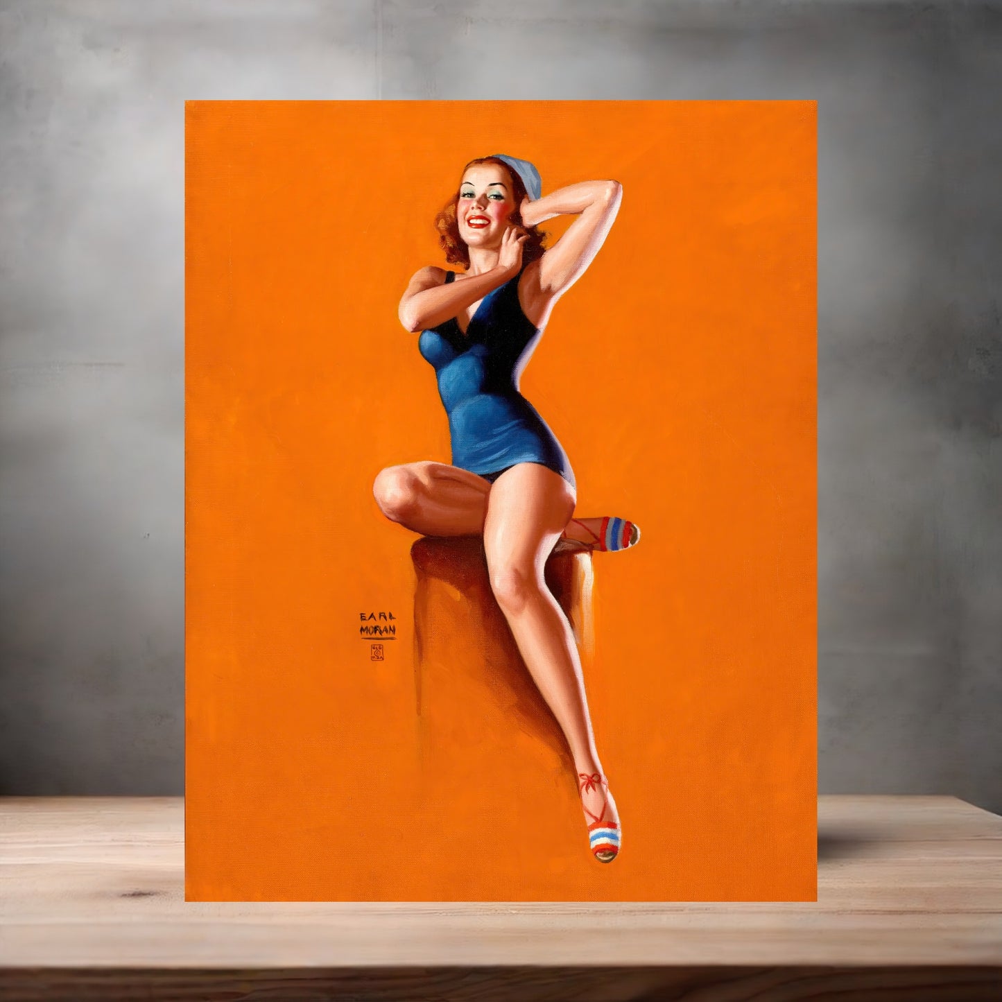 Earl Moran Pin-up girl poster with multiple size and finish options. Up and Cunning