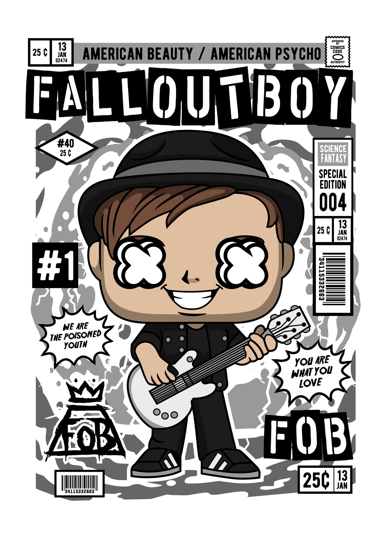 Funko Pop poster with multiple size and finish options. Fall Out Boy