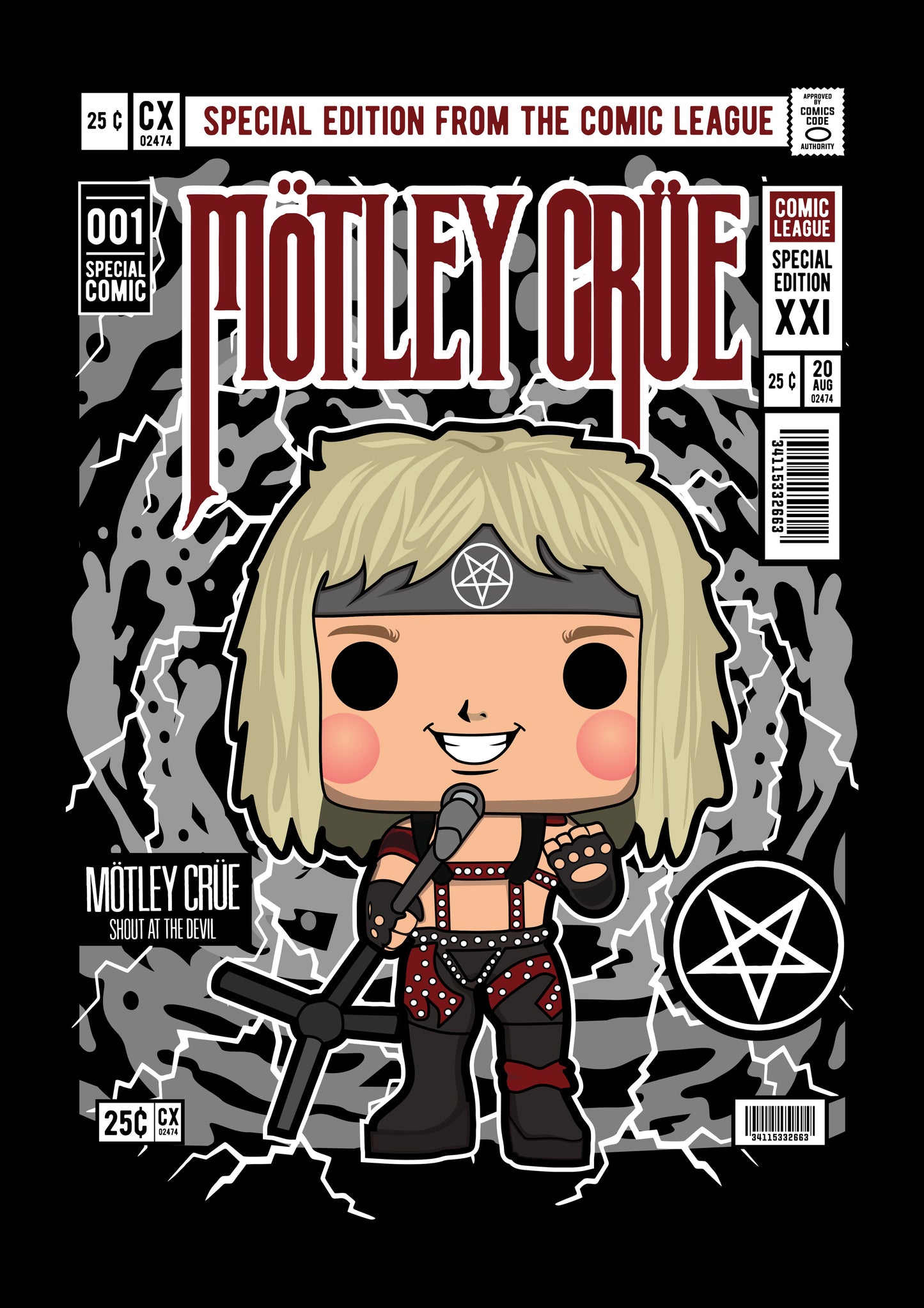 Funko Pop poster with multiple size and finish options. Motley Crue