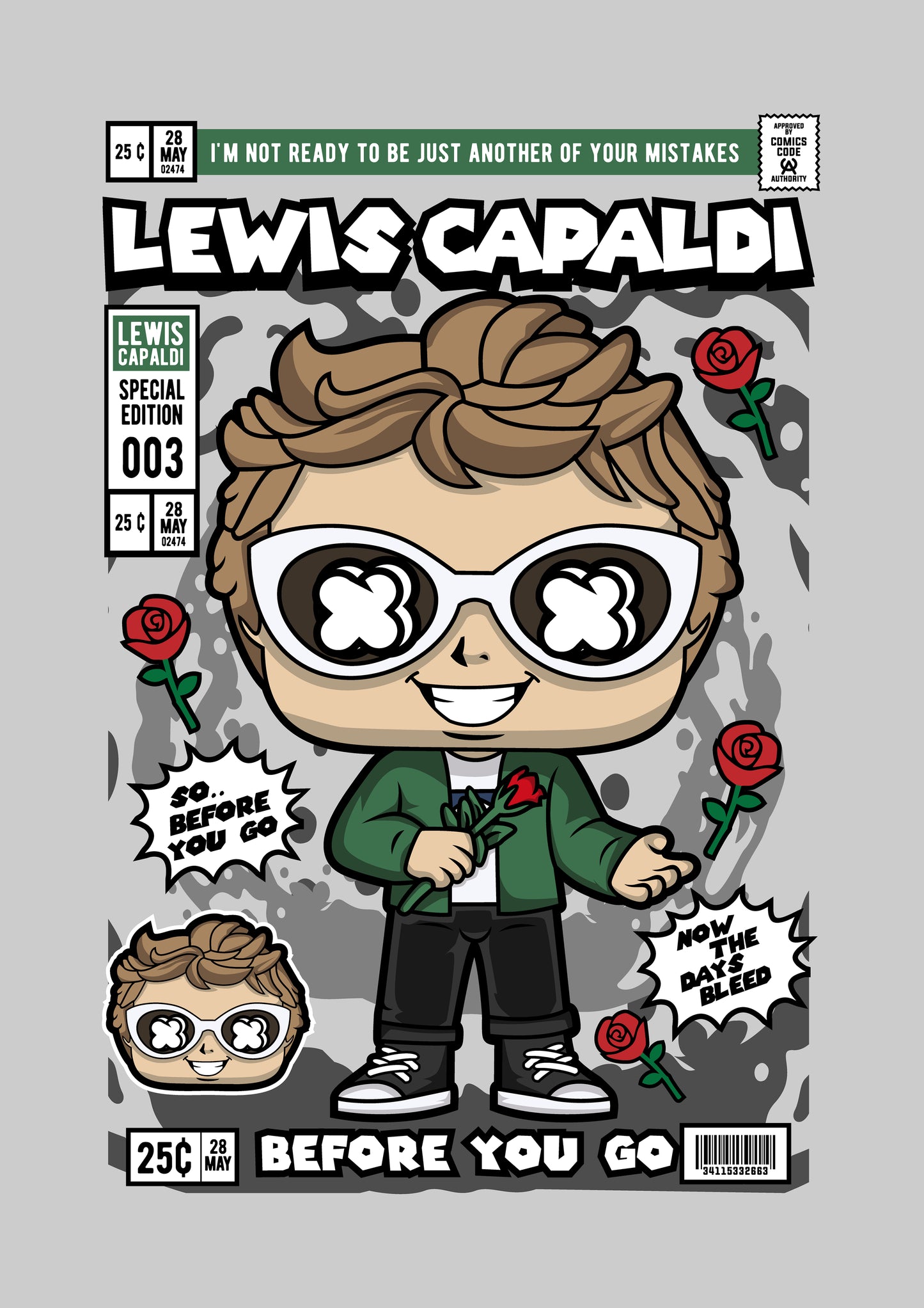 Funko Pop poster with multiple size and finish options. Lewis Capaldi