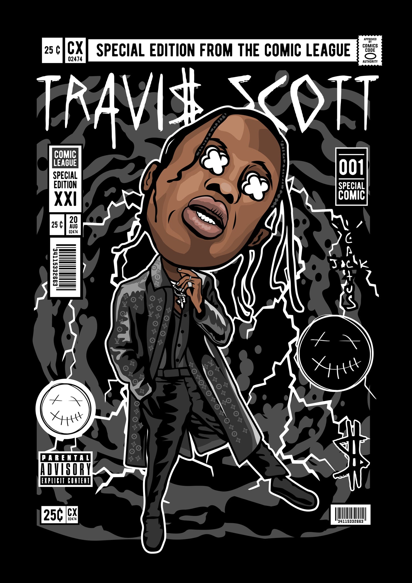 Funko Pop poster with multiple size and finish options. Travis Scott