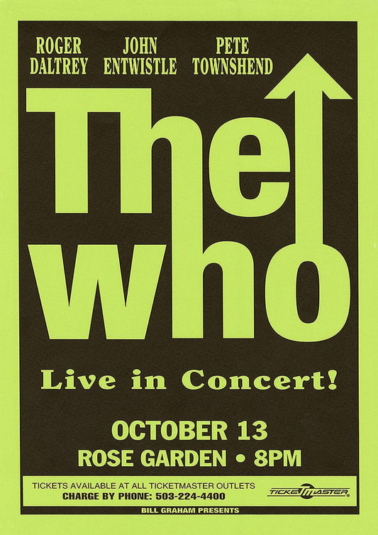 Concert poster with multiple size and finish options. The Who Rose Garden