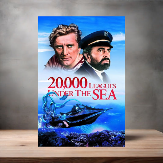 20,000 Leagues under the Sea movie poster on aluminum print. Multiple sizes available.