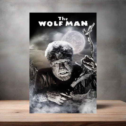 The Wolf Man movie poster on aluminum print. Multiple sizes available.