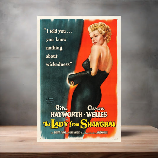 The Lady from Shanghai movie poster on aluminum print. Multiple sizes available.