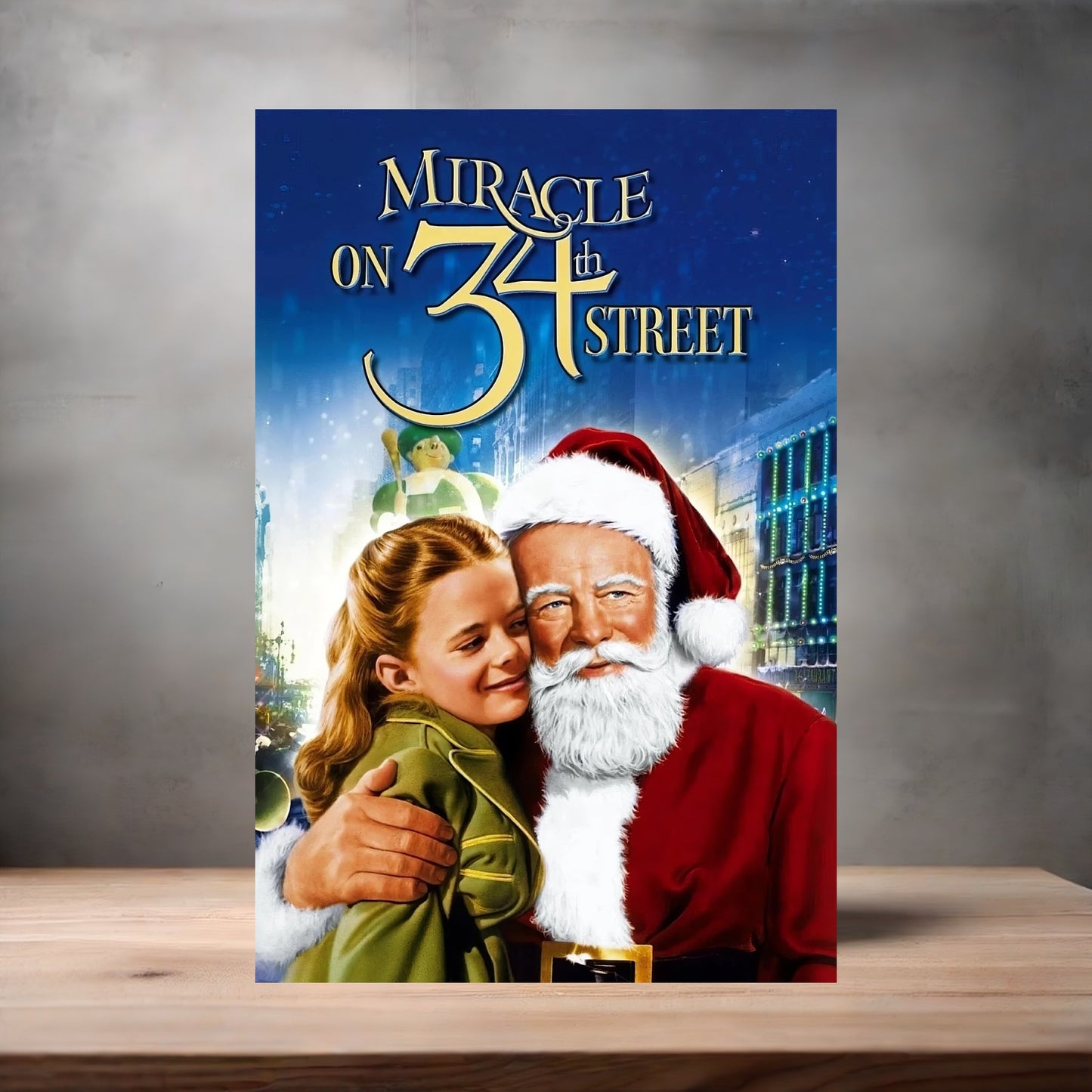 Miracle on 34th Street movie poster on aluminum print. Multiple sizes available.