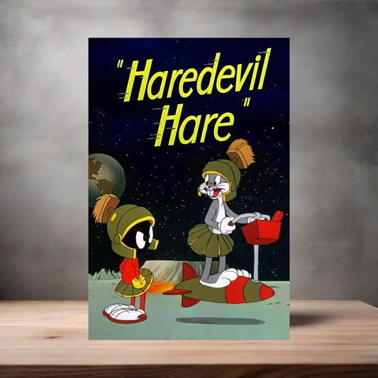 Haredevil Hare movie poster on aluminum print. Multiple sizes available.