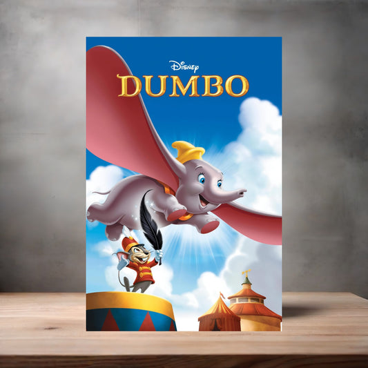 Dumbo movie poster on aluminum print. Multiple sizes available.