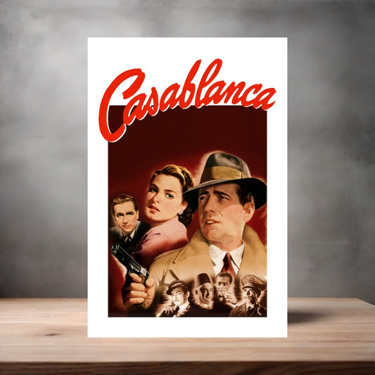 Casablanca movie poster on aluminum print. Multiple sizes available.