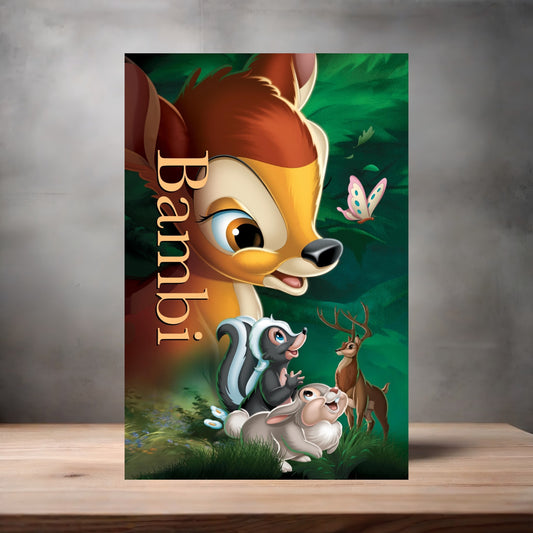 Bambi movie poster on aluminum print. Multiple sizes available.