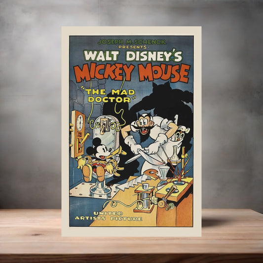 Walt Disney's Mickey Mouse movie poster on aluminum print. Multiple sizes available.