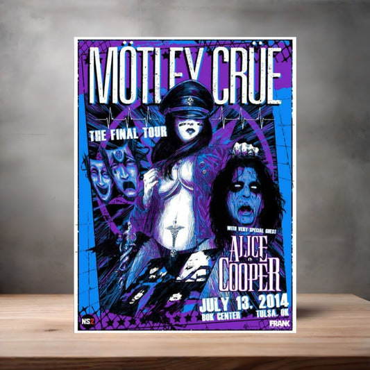 Motley Crue with Alice Cooper 2014 concert poster on aluminum print. Multiple sizes available.