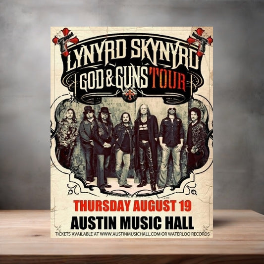 Lynyrd Skynyrd concert Posters on aluminum print. Many options and sizes to choose from