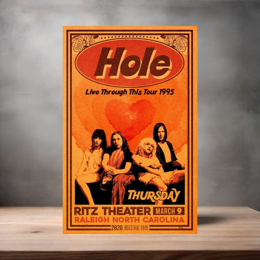 Hole at the Ritz Theater concert poster on aluminum print. Multiple sizes available.
