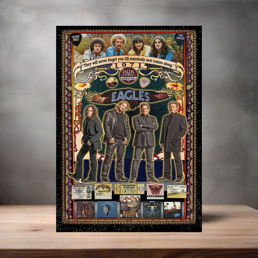 The Eagles band concert poster on aluminum print. Multiple sizes available.