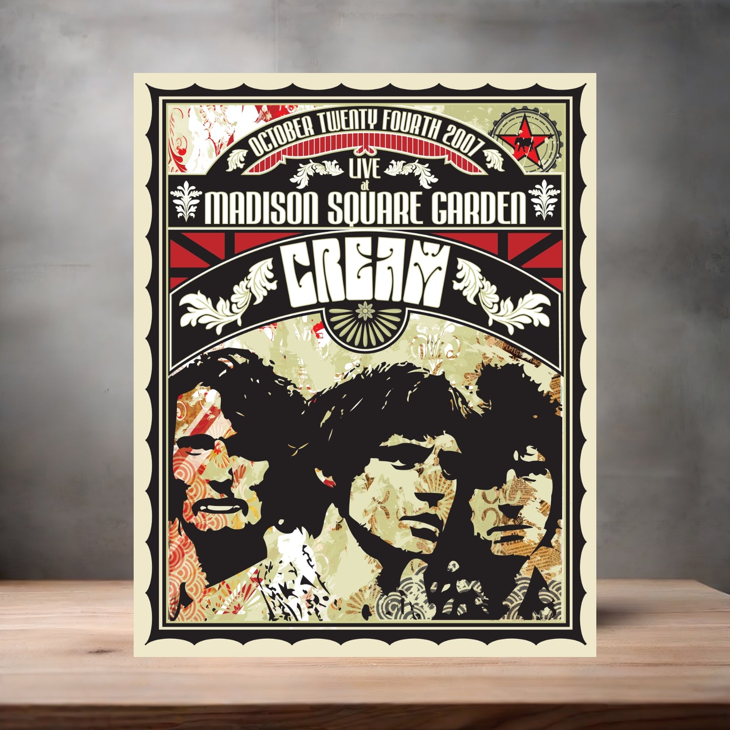 Cream Madison Square Garden concert poster on aluminum print. Multiple sizes available.
