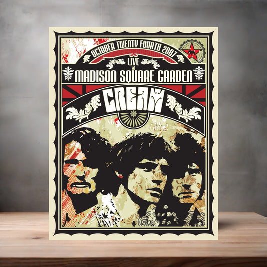Cream Madison Square Garden concert poster on aluminum print. Multiple sizes available.