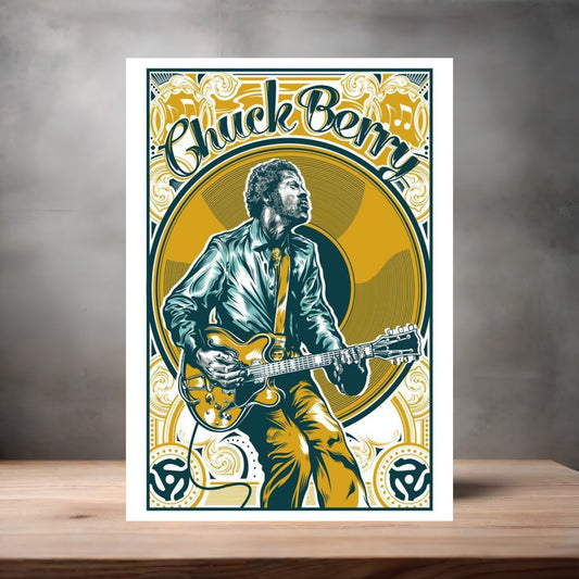 Chuck Berry concert poster on aluminum print. Multiple sizes available.