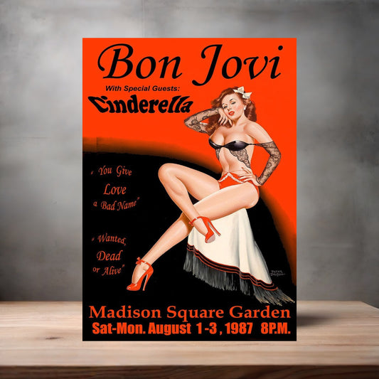 Bon Jovi with Cinderella concert poster on aluminum print. Multiple sizes available