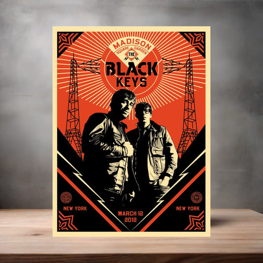 Black Keys Madison Square Garden concert poster on aluminum print. Multiple sizes available.