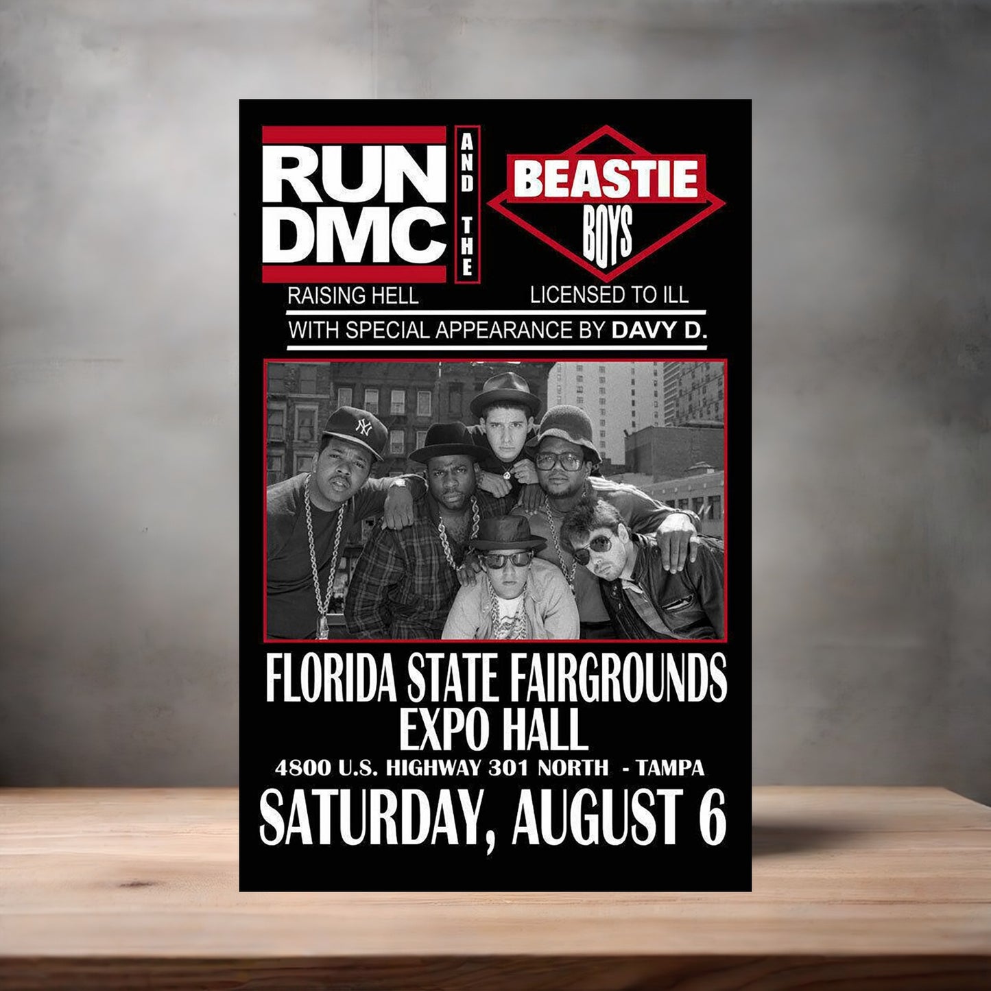 RUN DMC and the Beastie Boys concert poster on aluminum print. Multiple sizes available