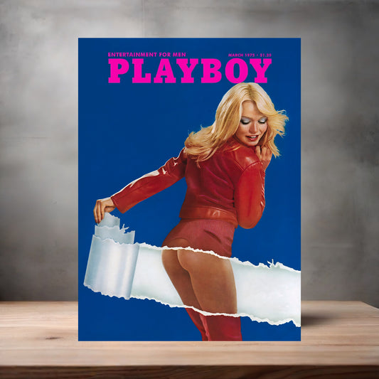 March 1975 Playboy magazine poster on aluminum print. Multiple sizes available