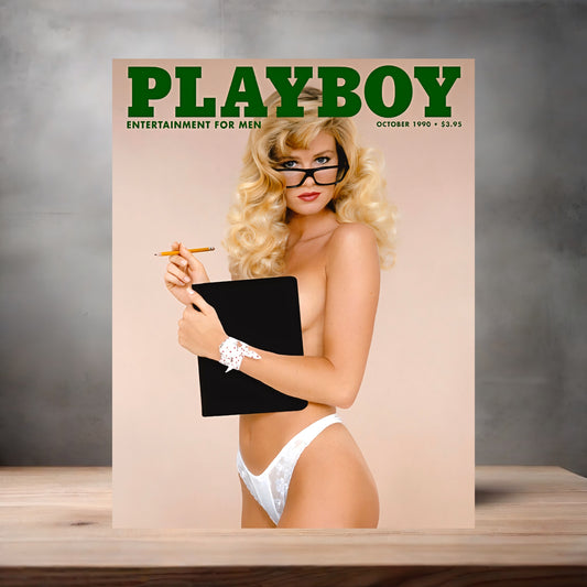 October 1990 Playboy magazine poster on aluminum print. Multiple sizes available