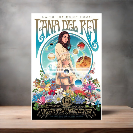 Lana Del Rey Valley View casino concert poster on aluminum print. Multiple sizes available