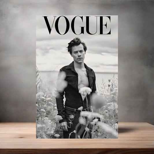 Harry Styles Vogue magazine poster on aluminum print. Multiple sizes available