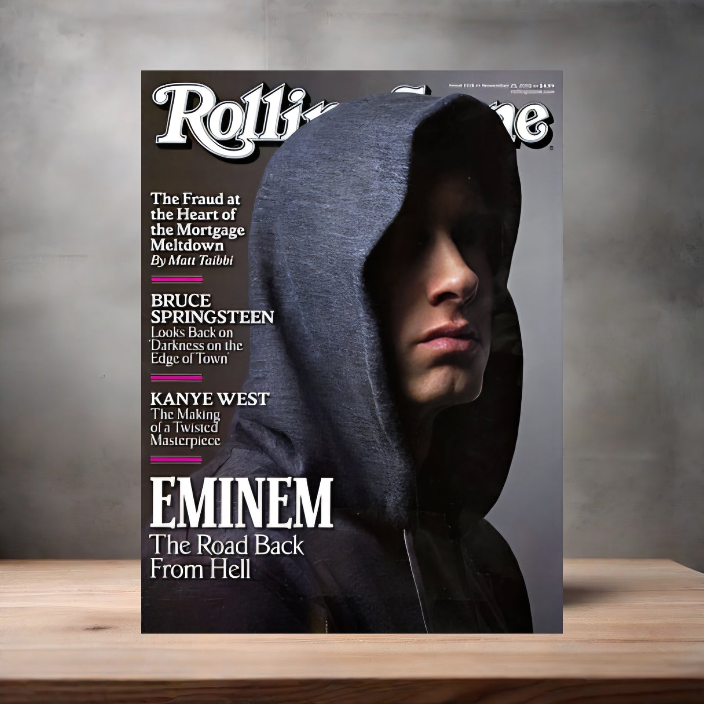 Eminem Rolling Stone magazine poster on aluminum print. Multiple sizes available