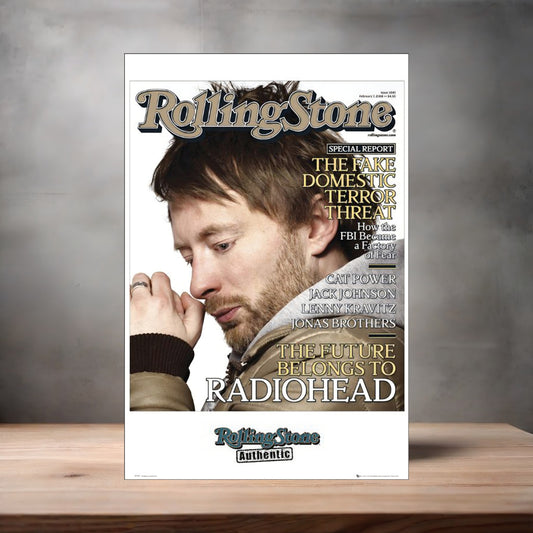 Radiohead Rolling Stone magazine poster on aluminum print. Multiple sizes available