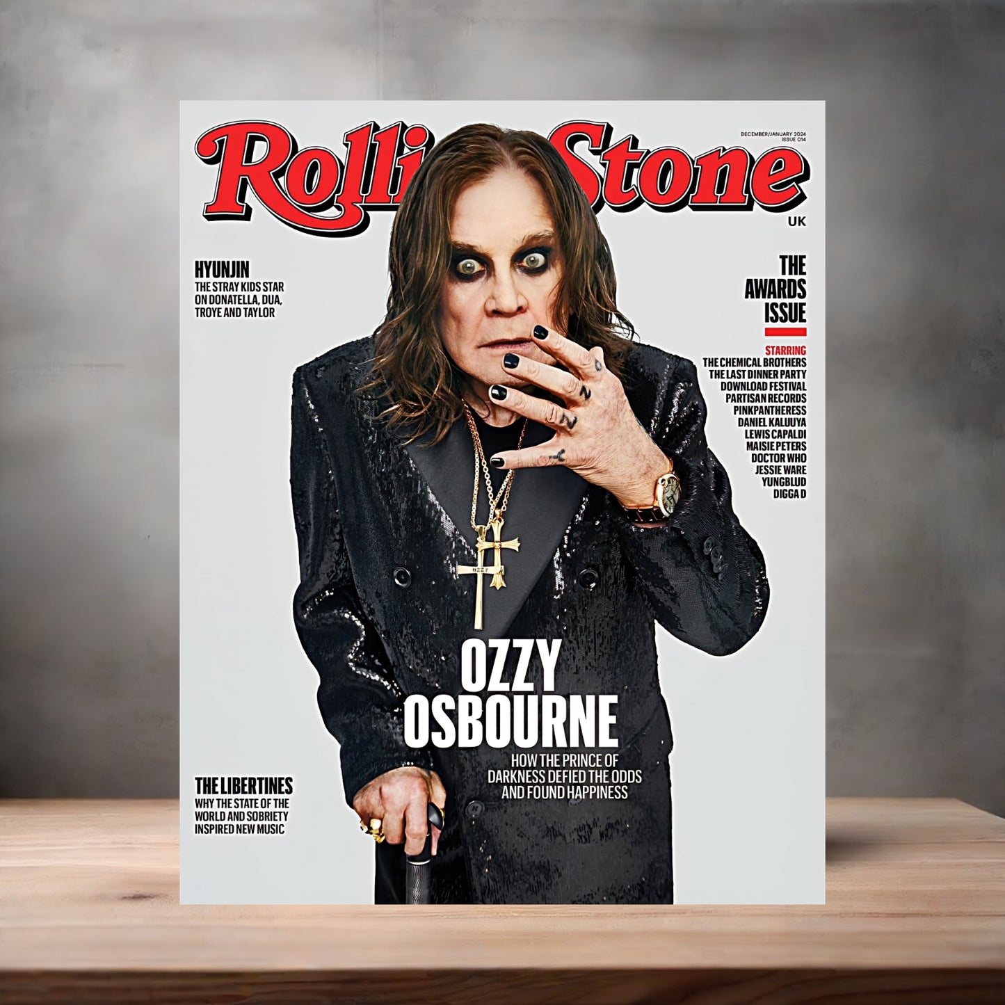 Ozzy Osbourne Rolling Stone magazine poster on aluminum print. Multiple sizes available