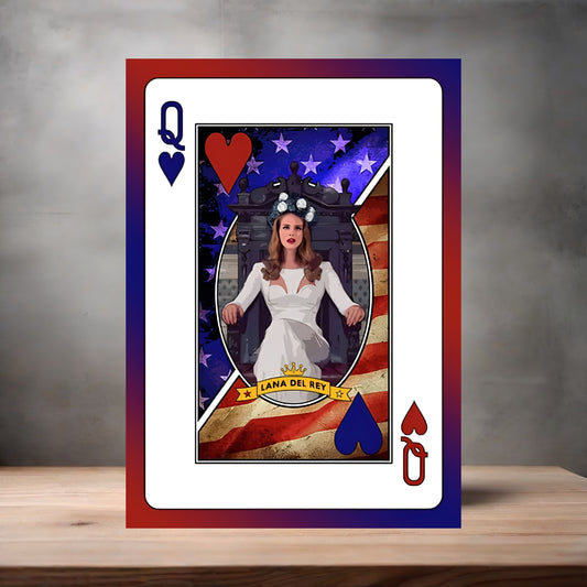 Lana Del Rey Queen of Hearts poster on aluminum print. Multiple sizes available
