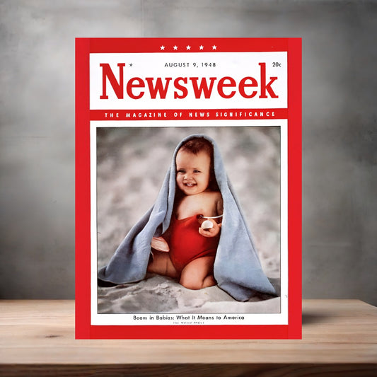 Baby Boom Newsweek magazine cover on aluminum print. Multiple sizes available