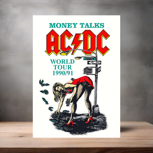 AC DC Money Talks world tour poster on aluminum print. Multiple sizes available