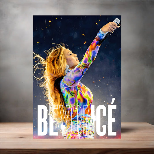 Beyonce poster on aluminum print. Multiple sizes available