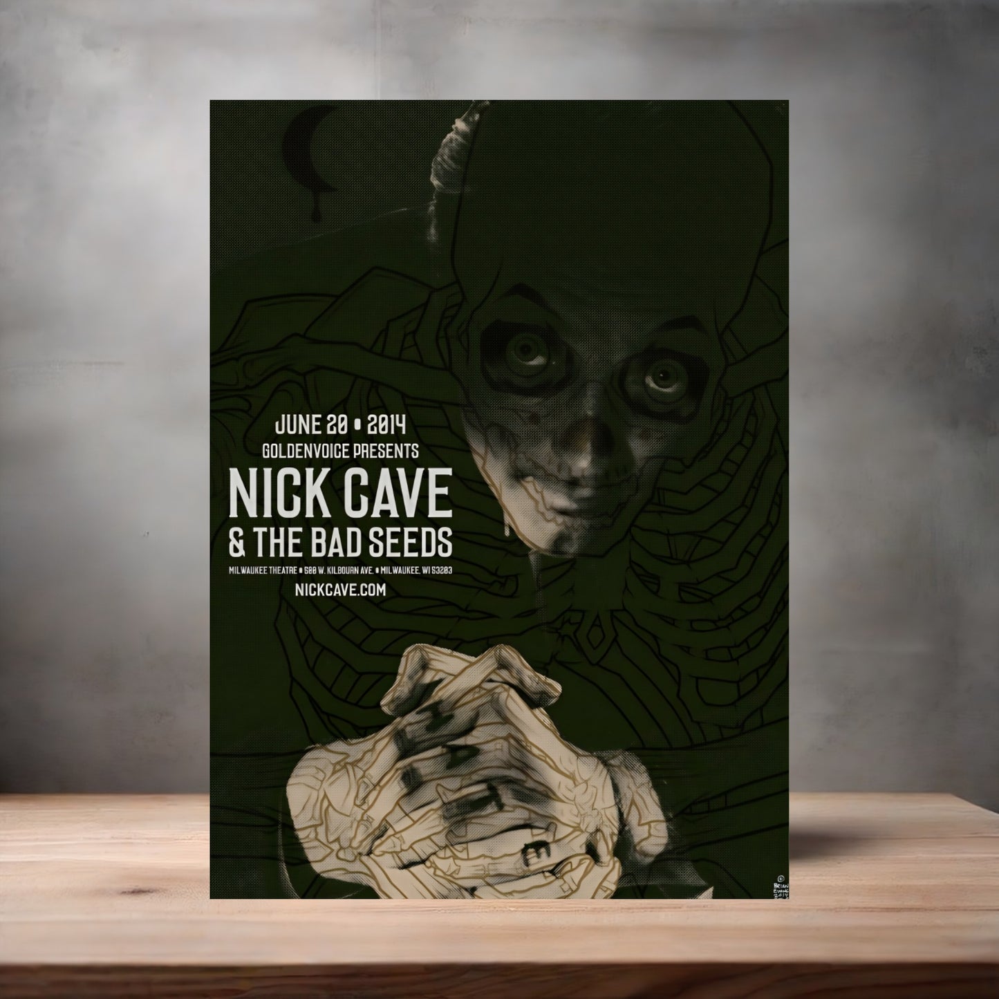 Nick Cave and the Bad Seeds concert poster on aluminum print. Multiple sizes available