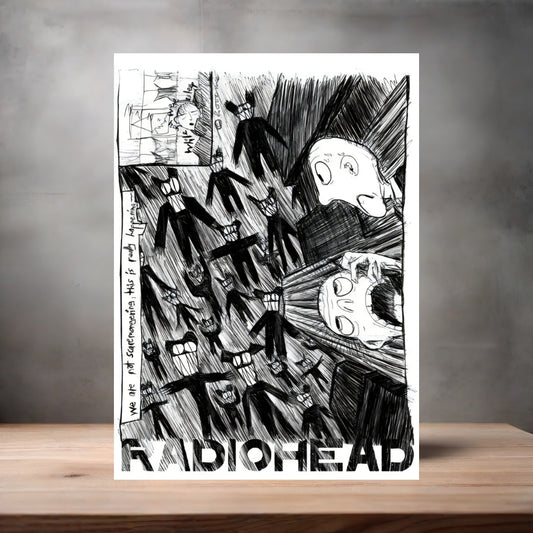 Radiohead poster on aluminum print. Multiple sizes available