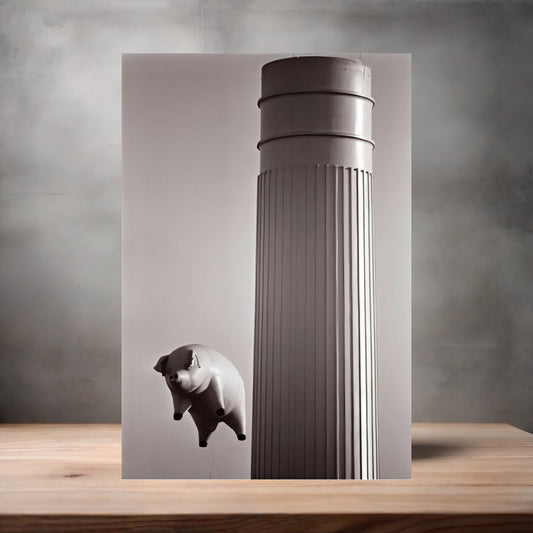 Pink Floyd Flying Pig poster on aluminum print. Multiple sizes available