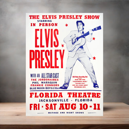 Elvis Presley Jacksonville Florida concert poster on aluminum print. Multiple sizes available