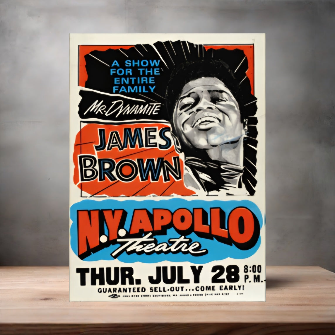 James Brown at the Apollo concert poster on aluminum print. Multiple sizes available
