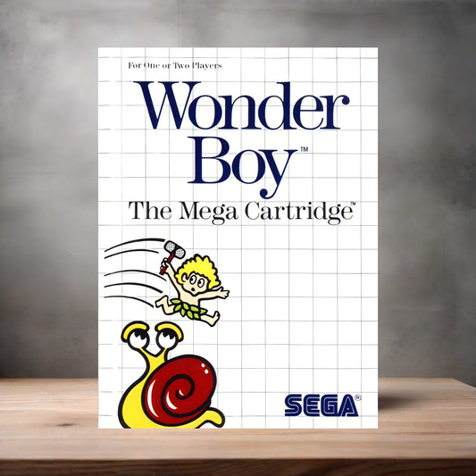 Wonder Boy Sega Master System game poster on aluminum print. Multiple sizes to choose from