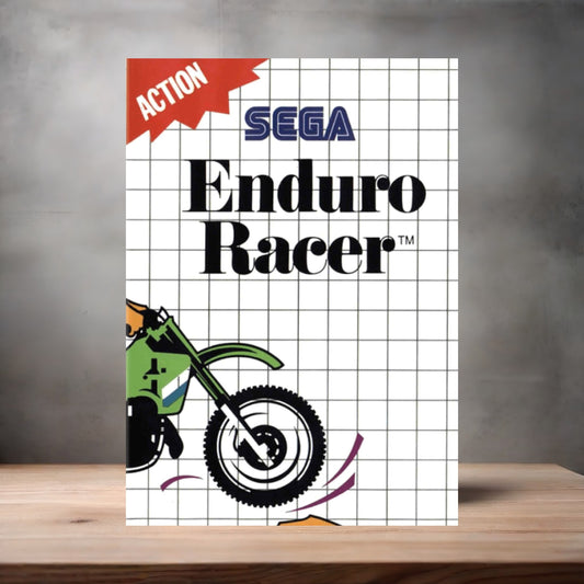 Enduro Racer Sega Master System game poster on aluminum print. Multiple sizes to choose from